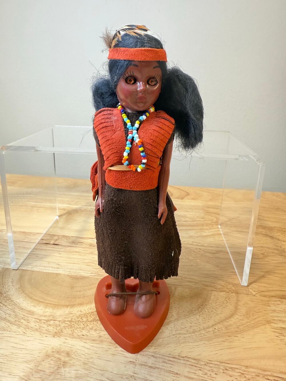 1960s Vintage Carlson Dolls Native American-style doll w Beaded Necklace JL